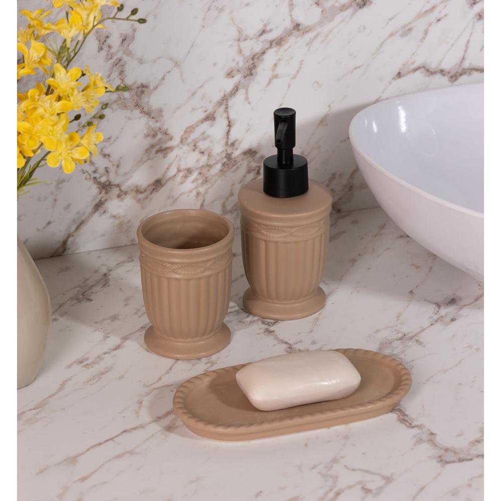 3 Peças para Banheiro Lyor Greece 200ml Terracota Cerâmica