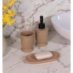 3 Peças para Banheiro Lyor Greece 200ml Terracota Cerâmica