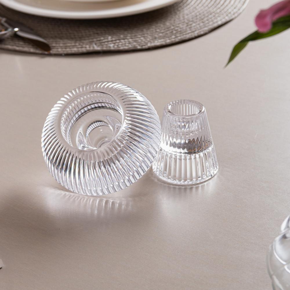 Castiçal Mushroom Lines 11cm Vidro Lyor para Vela Decoração Mesa Aparador Bandeja Ambiente Elegante Aconchegante Uso Dia · foto 2