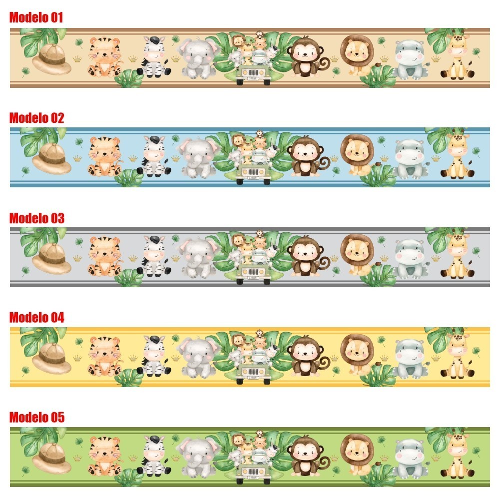 Kit Faixas Adesivas Borders Infantil Safari Animais Várias cores - ENVIO IMEDIATO em Oferta na Shopee