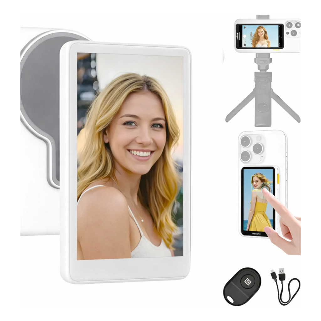 Tela Magnética Espelhamento Monitor Para Celular Sem Fio Uso da Camera Traseira Selfie Gravação