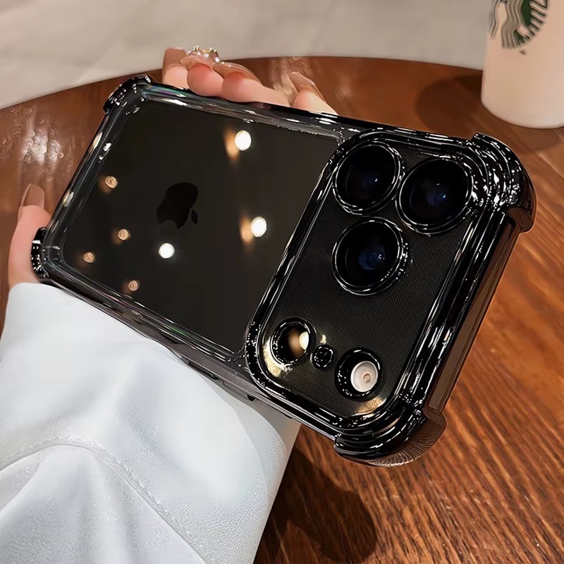 Transparente Anti-Queda Capa Capinha Para iPhone 16 15 14 Plus 13 12 11 Pro Max Proteção de Lente Anti-Amarrotamento