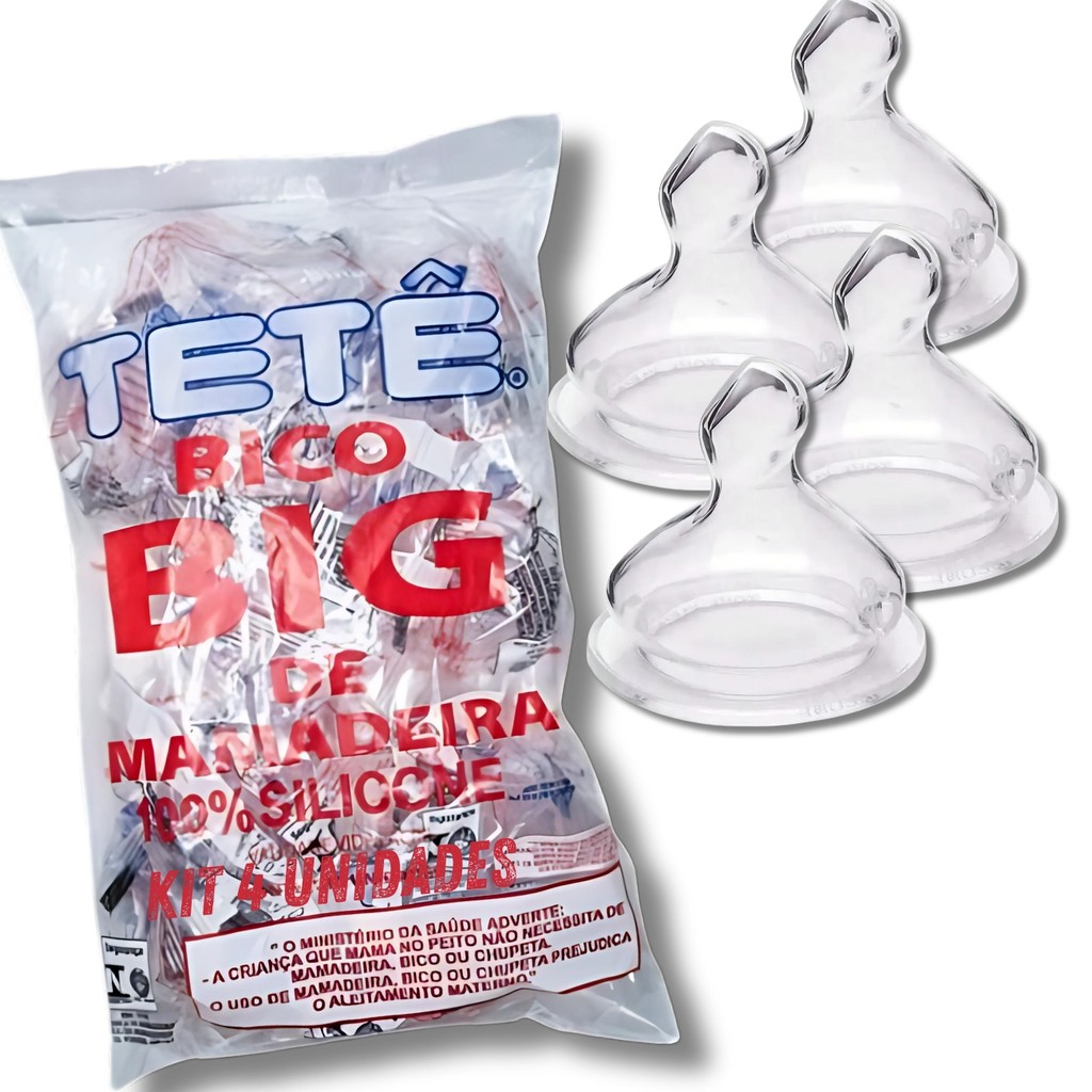 Bico Big De Mamadeira Orto Ortodontico Silicone Kit 4 Unidades Bpa Free Tetê