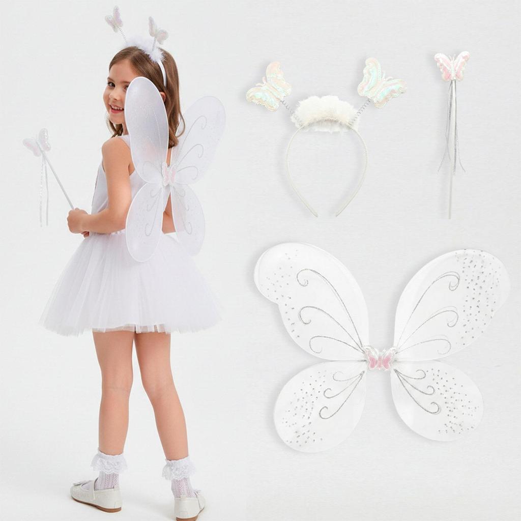 Asa de Borboleta Infantil de Carnaval Com Tiara e Varinha