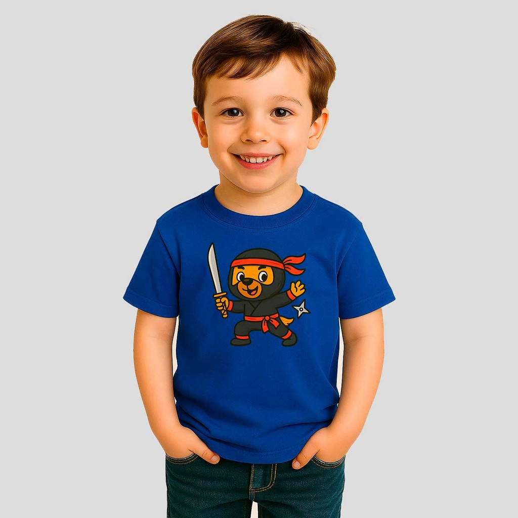 Camiseta Criança Infantil Menino 100% Algodão Cachorro Ninja 2 ao 16