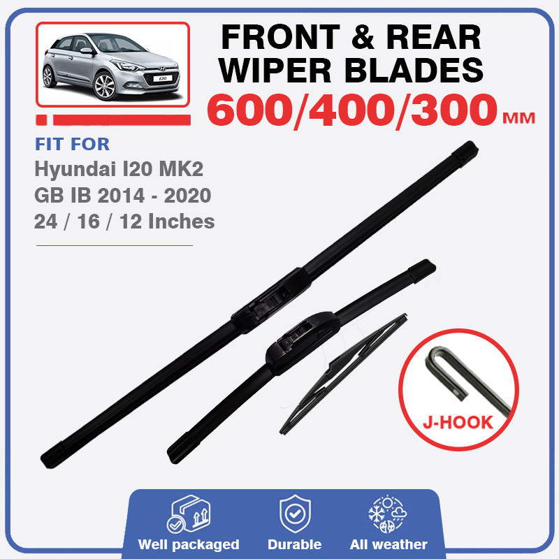 Lâminas De Limpador De Para-Brisa Dianteiro E Traseiro , Hyundai I20 MK2 GB IB 2014-2020 , Janela Ativa 24 " + 16 " + 17