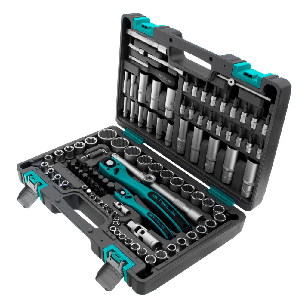 Jogo de Soquetes Encaixe Ferramentas 109 Peças 1/2 Pol e 1/4 Pol Cromo Vanádio Maleta STELS em Oferta na Shopee