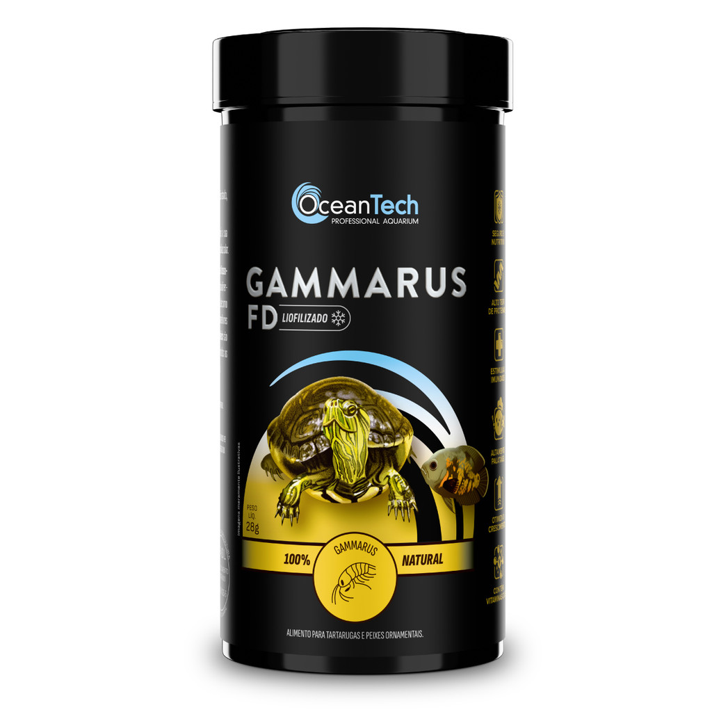 Ocean Tech Gammarus FD 28g Ração Natural para Tartarugas Aquáticas | Alto Cálcio e Proteína