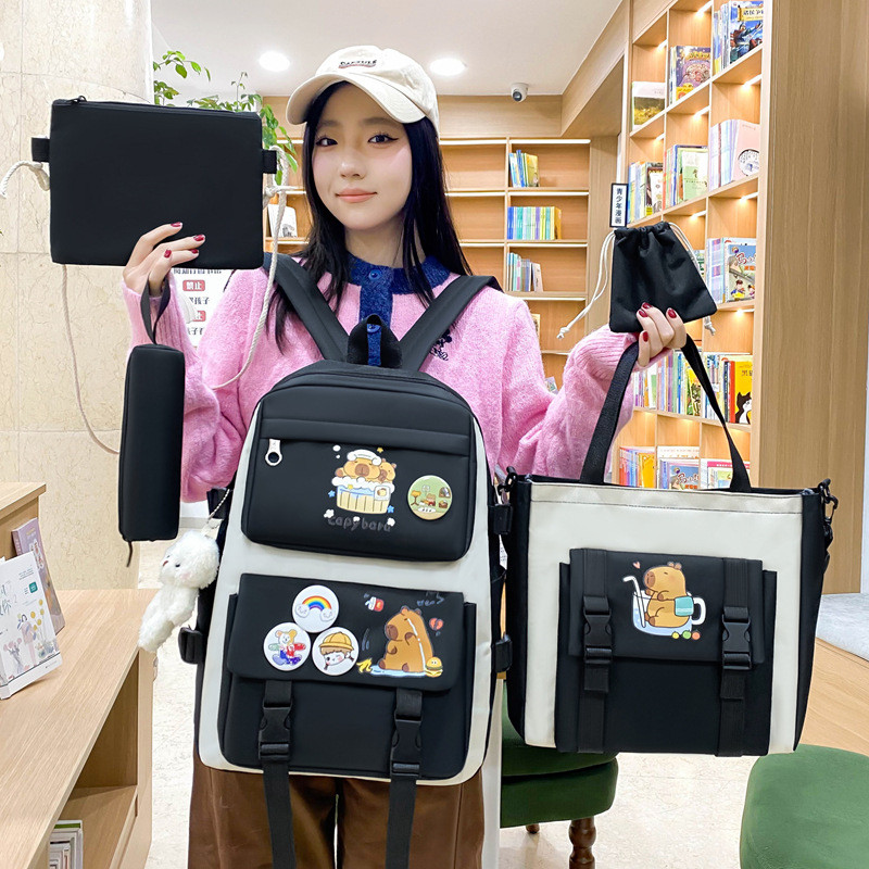 HANVIK Conjunto de 5 peças de mochilas escolares reforçadas e de grande capacidade, unissex e casuais