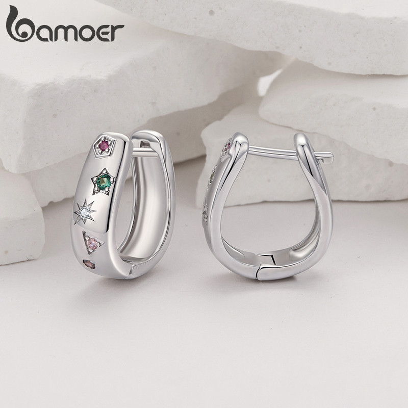 Brincos Bamoer Colorido Estrela Zircão Para Mulheres Meninas Joias Da Moda · foto 2
