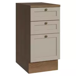 Balcão de Cozinha 40 cm 3 Gavetas Rustic/Crema Vik Madesa