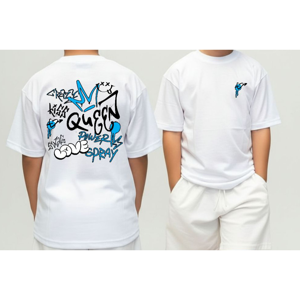 STREETGANG Camiseta Infantil Streetwear Malha 30.1 100% Algodão Camisa Estilosa Juvenil Queen