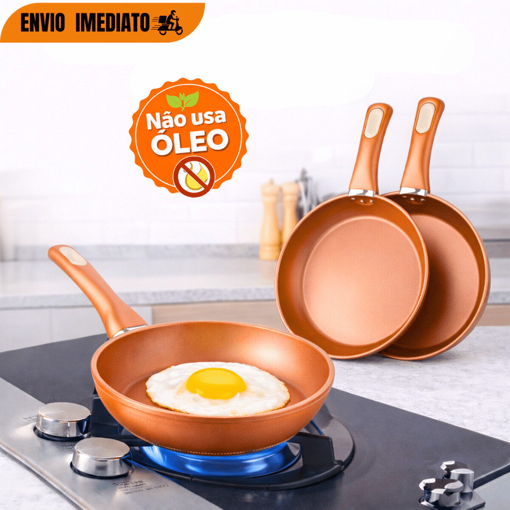 Frigideira Antiaderente Cerâmica Não Gruda 17cm 21cm Cozinha Fogão Pequena E Grande