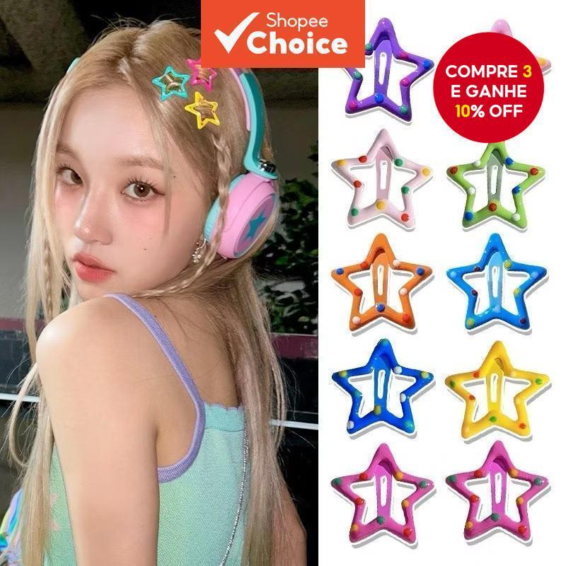 Grampos De Cabelo Estrela Y2K Coreanos Para Mulheres E Meninas Clipes BB Coloridos Acessórios De Moda em Oferta na Shopee