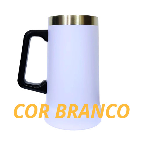 Copo Caneca Térmica 710ML Aço inox, Para Chopp, Cerveja somente cor branco