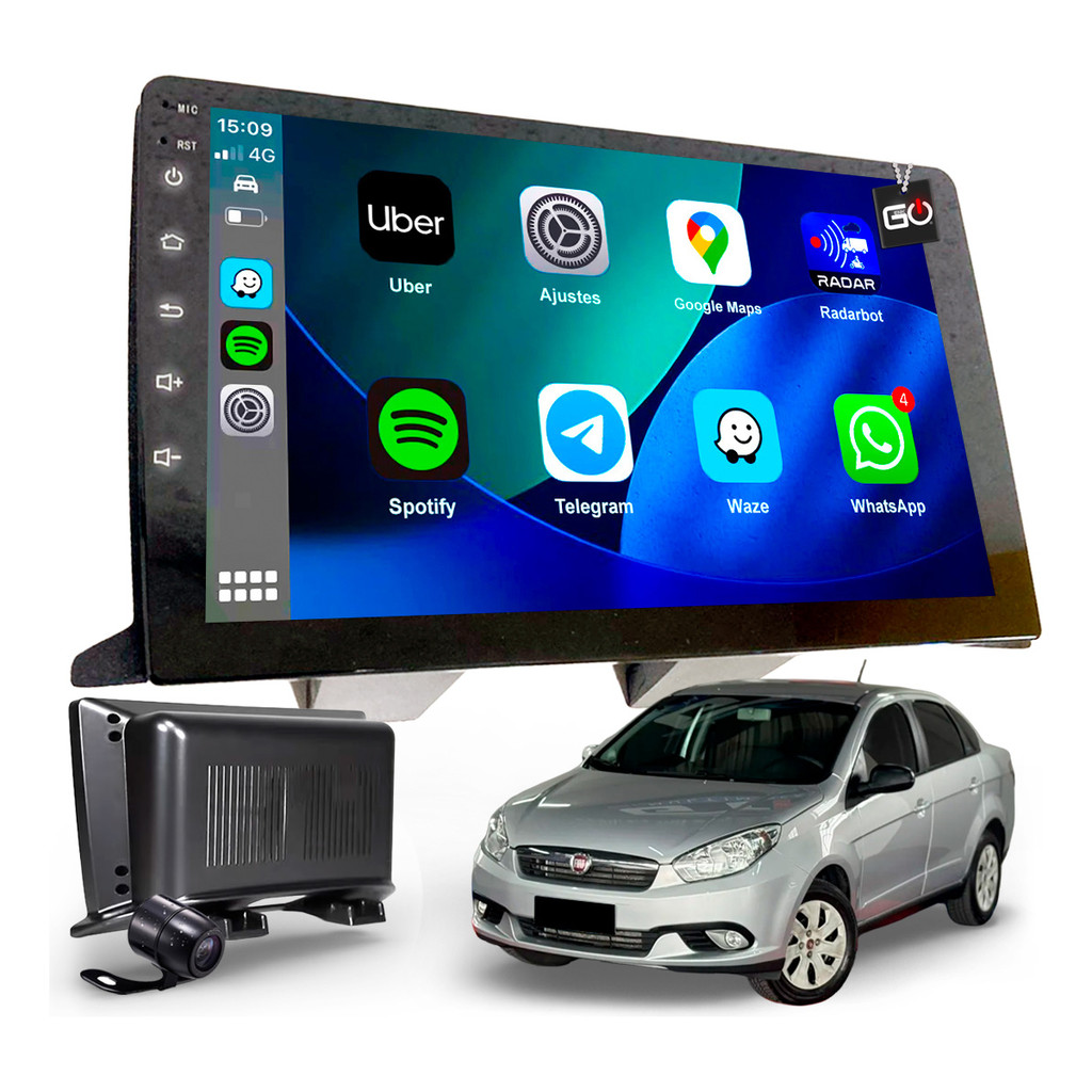 Kit Central Multimídia Mp10 Grand Siena Carplay Android Auto