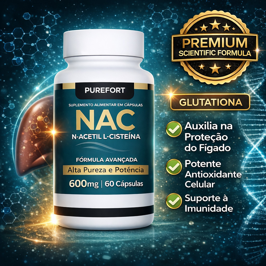 NAC 600mg – N-Acetilcisteína | Precursor da Glutationa | Antioxidante Celular e Fígado