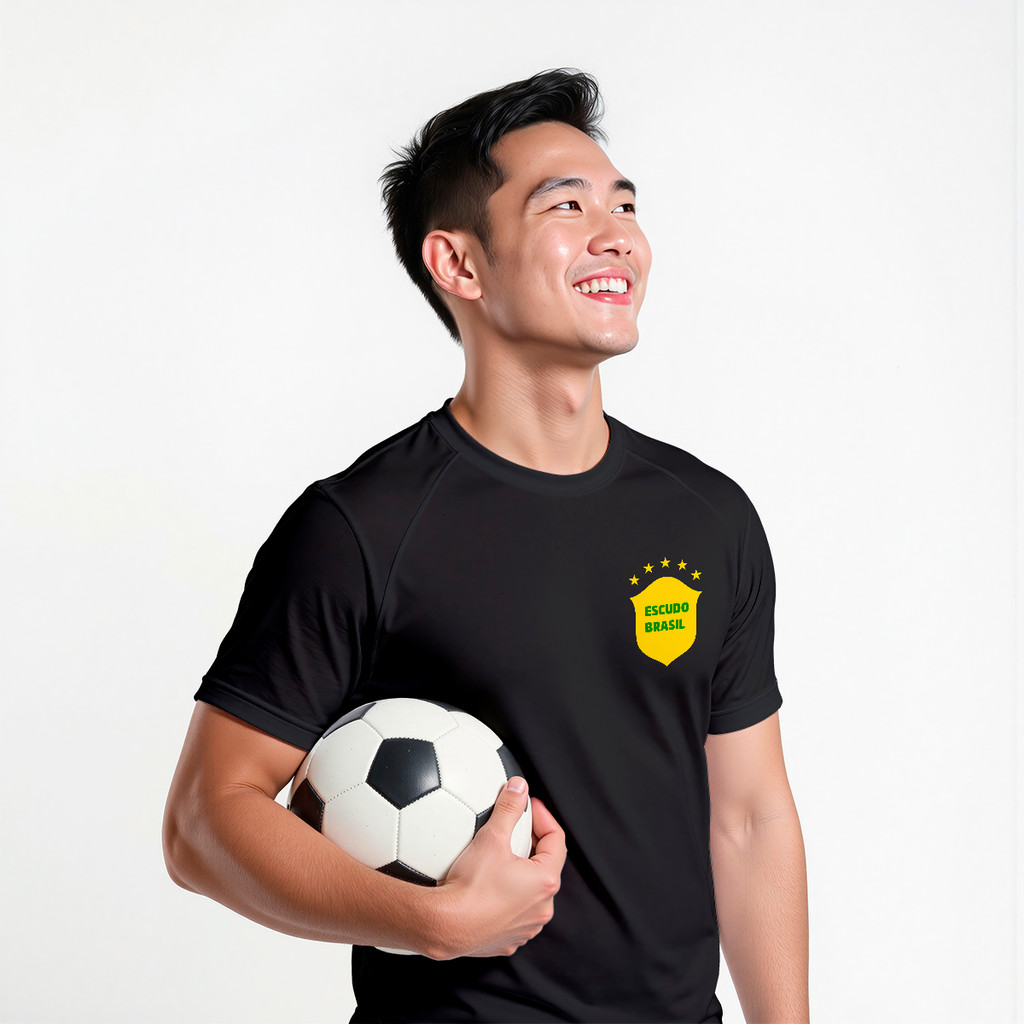 Kit Camiseta Dry Fit Short Tactel Amarela Futebol Copa Conjunto Bermuda