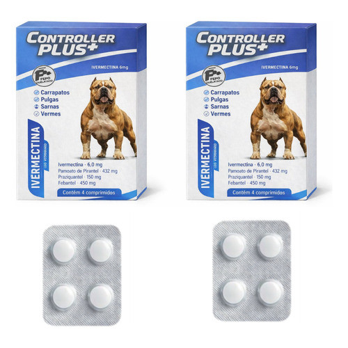 Kit Vermífugo 4 Em 1 - Ivermectina 6mg Para Cães de 15kg a 30kg -  Carrapato Pulga Verme Sarna