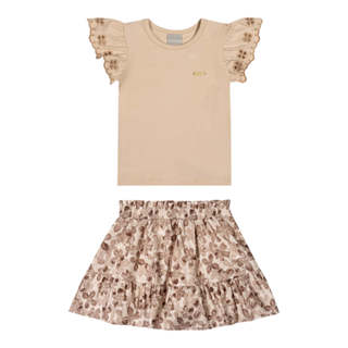 Conjunto Infantil Menina Floral Bordado Colorittá Marrom em Oferta na Shopee