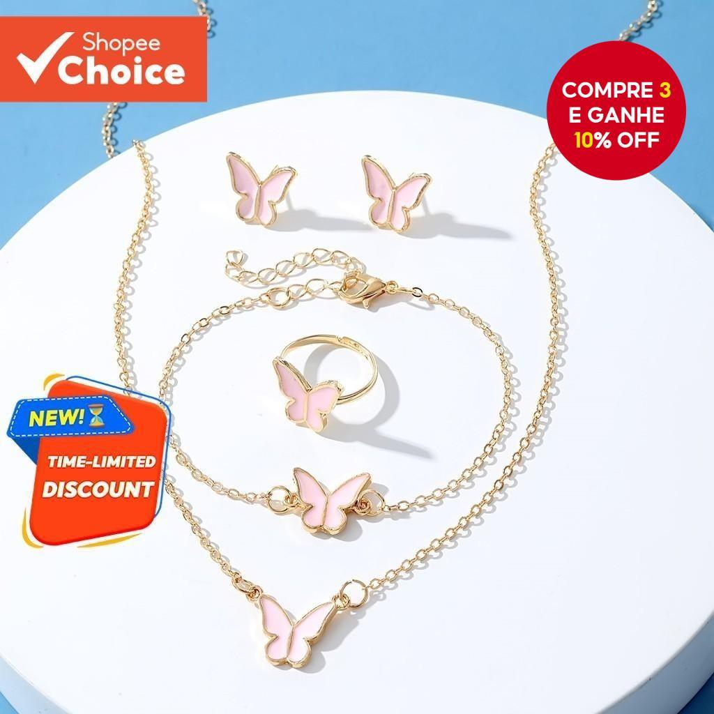 Múltiplas opções elegante conjunto de jóias femininas combinação colar anel brincos pulseira conveniente para usar encan