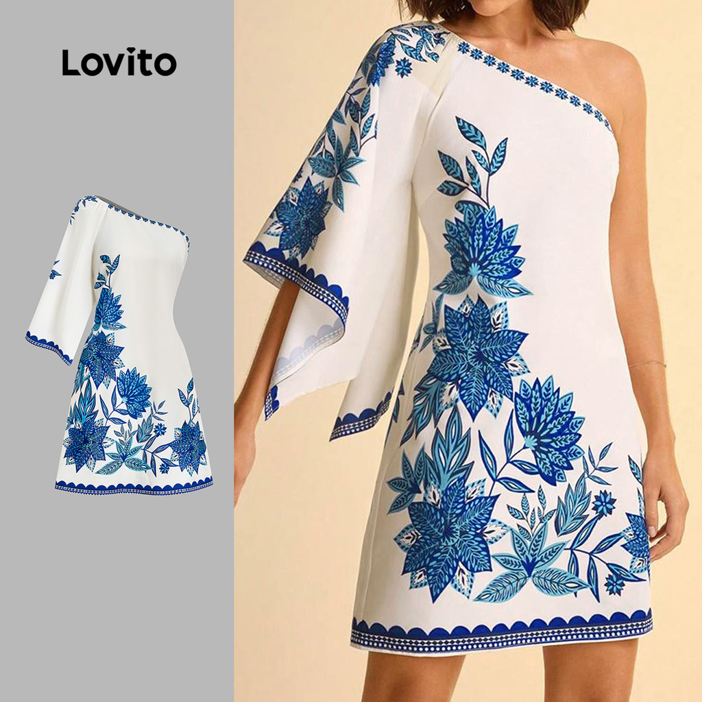 Lovito  Vestido Boho Ombro Frio Vestido Primavera/verão para Mulheres LBL32178