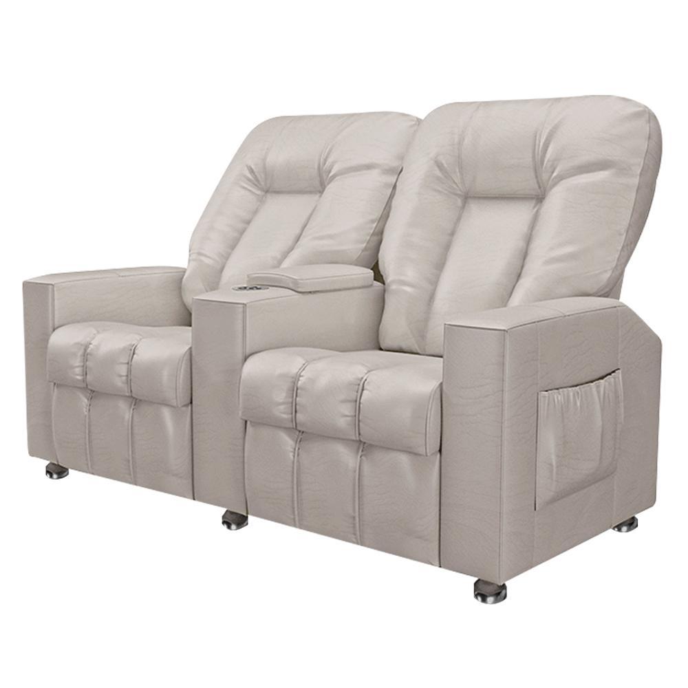 Imagem Poltrona Reclinável 2 Lugares para Sala de Cinema Pequim PU Bege G23 - Gran Belo