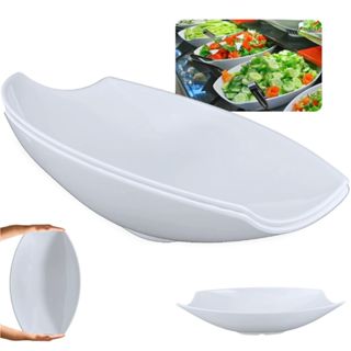 Jogo de 2 Travessas para Buffet Saladeira Oval Curva Grande para Restaurante Melamina Branca em Oferta na Shopee