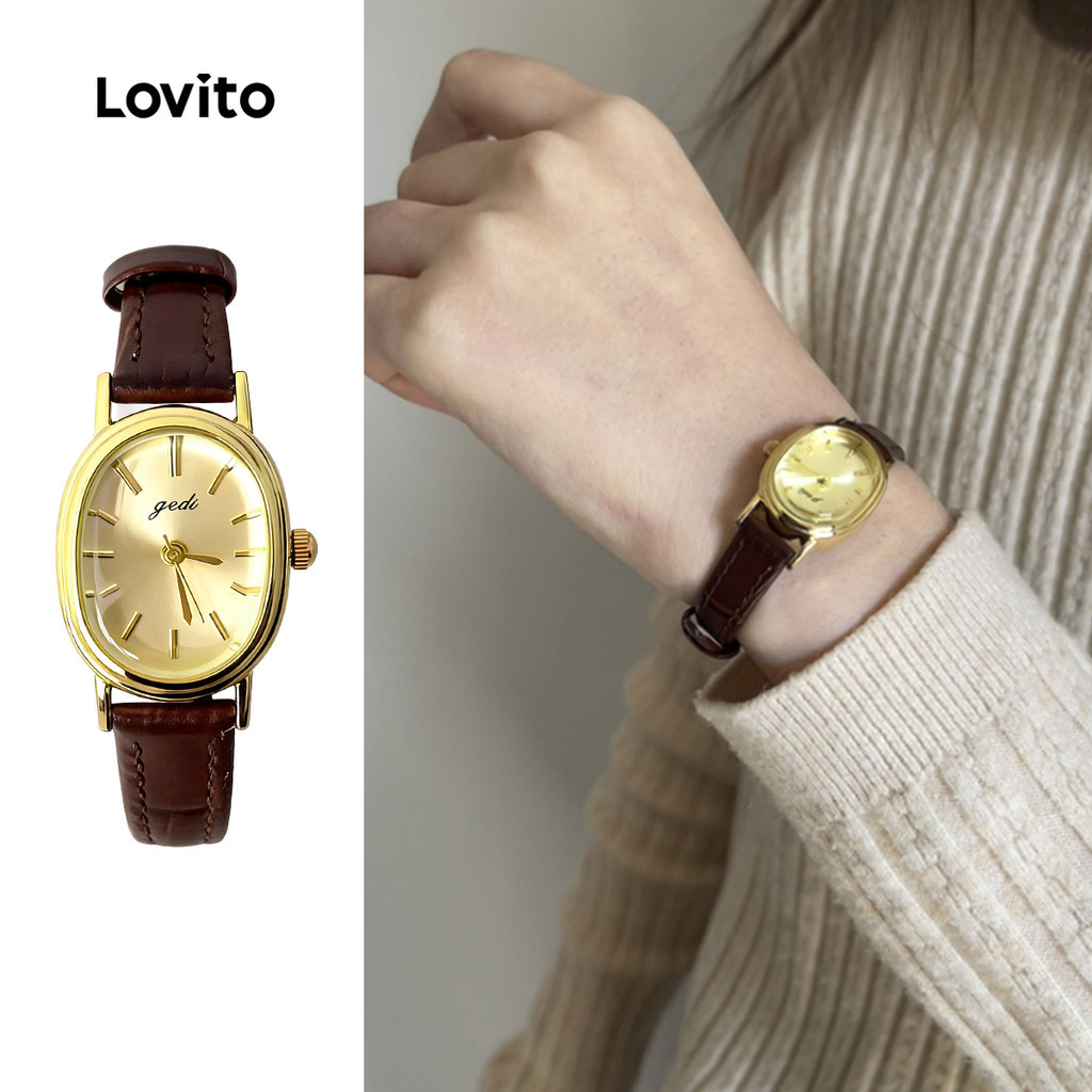 Lovito Elegante Relógio de Quartzo com Tecido de Metal LFA99177