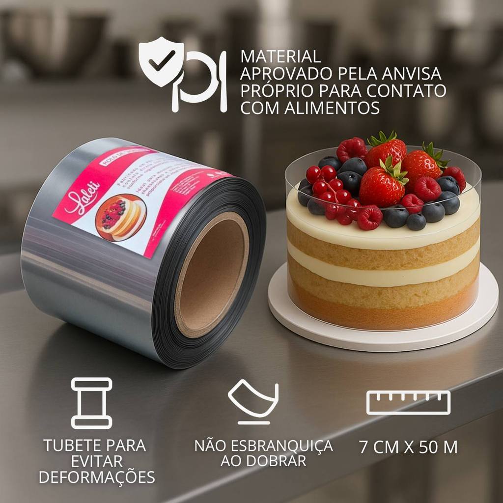 Rolo Acetato 7 Cm X 50 M para Bolos Doces E Confeitaria Tira Pet em Oferta na Shopee