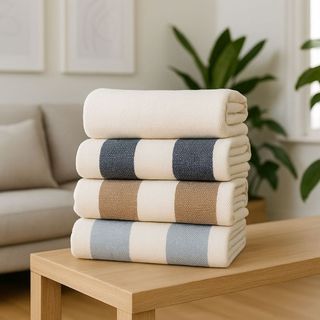 Manta Casal Buzios 2.40 X 1.80 Listrada Decorativa Tropical Para Sofá, Cama e Varanda 100% Algodão Top