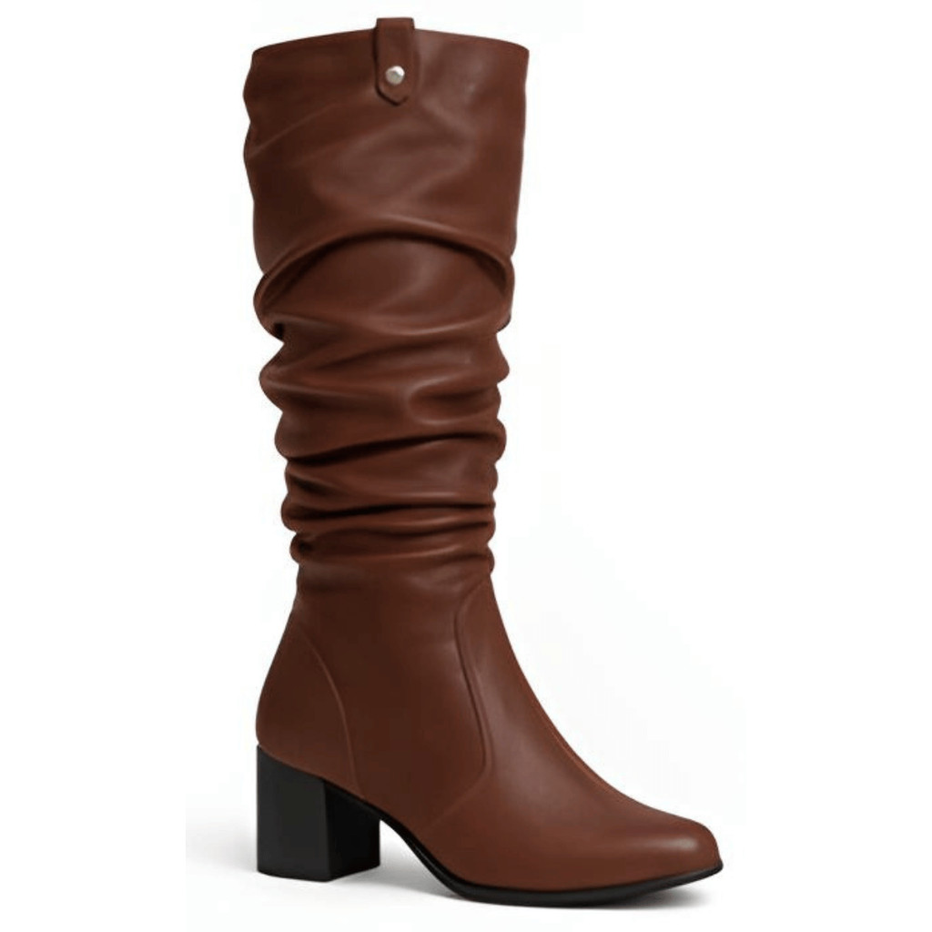 Bota Feminina Cano Longo Couro Franzido Bottero