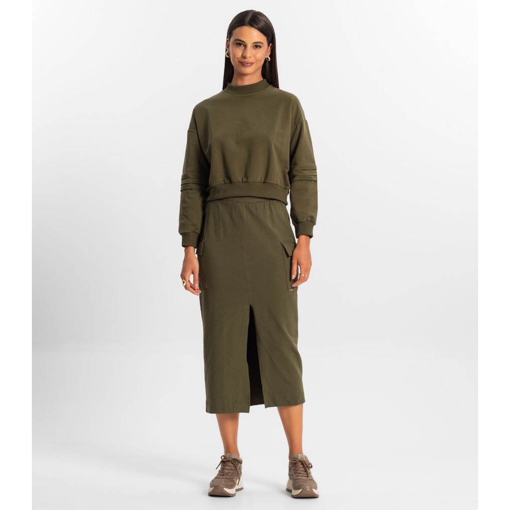 Saia Midi Cargo Feminino Rovitex Verde em Oferta na Shopee