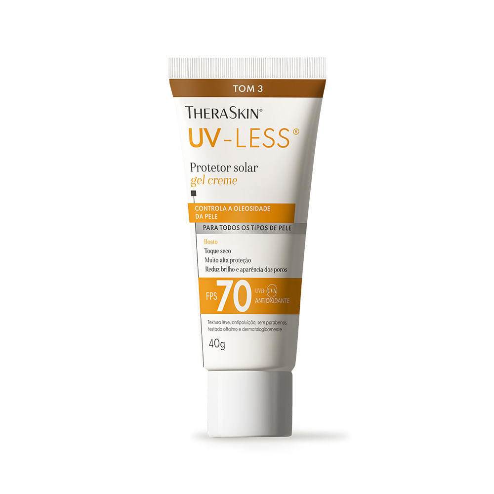 Protetor Solar Theraskin UV Less FPS70 Gel Creme Tom 3 40g em Oferta na Shopee