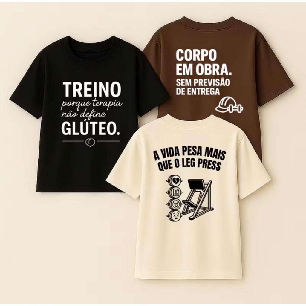 Kit 3 Camisetas de Academia Feminina Blusa Leve de Academia Treino