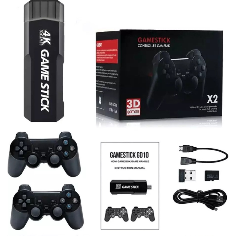 Game Stick GD10 4K Original 3D Retrô 35.000 Jogos 2 Controles Sem Fio Emulador PS1 N64 Arcade Lançamento