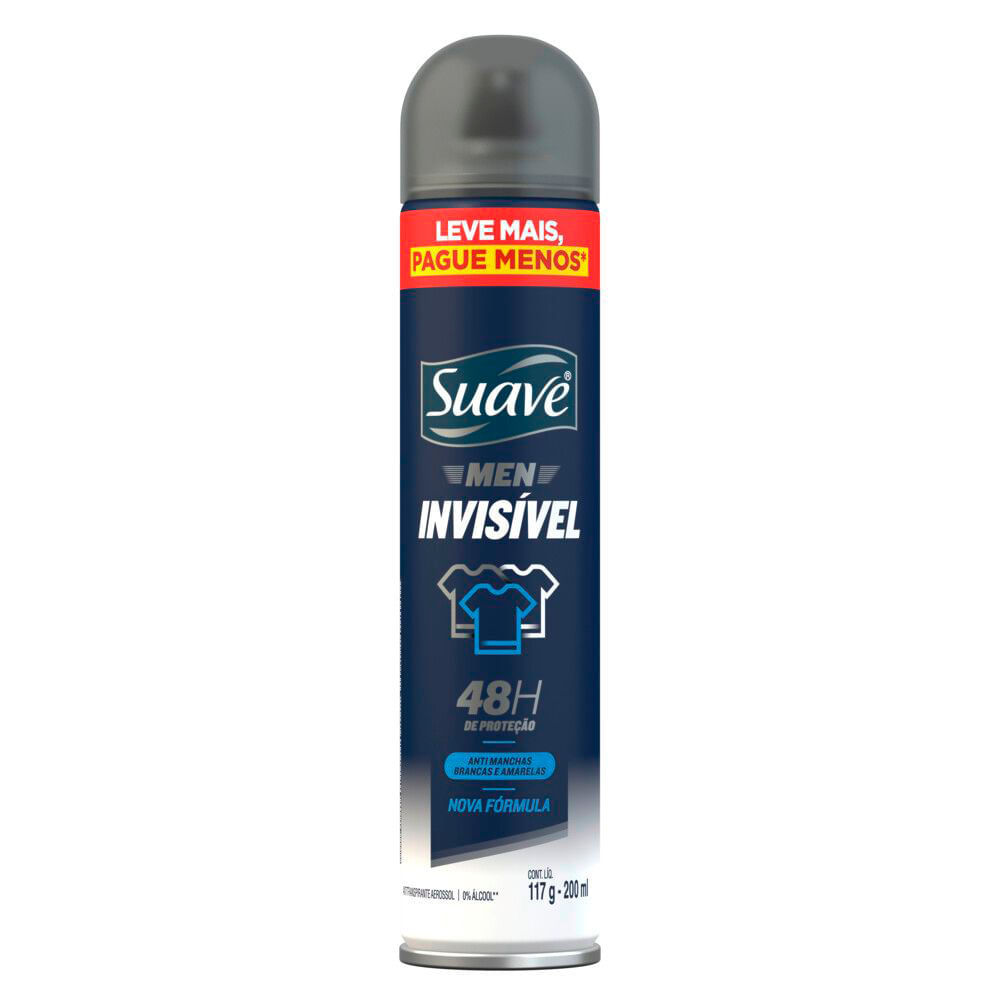 Desodorante Aerosol Suave Men Invisible 48 horas de Proteção 200ml