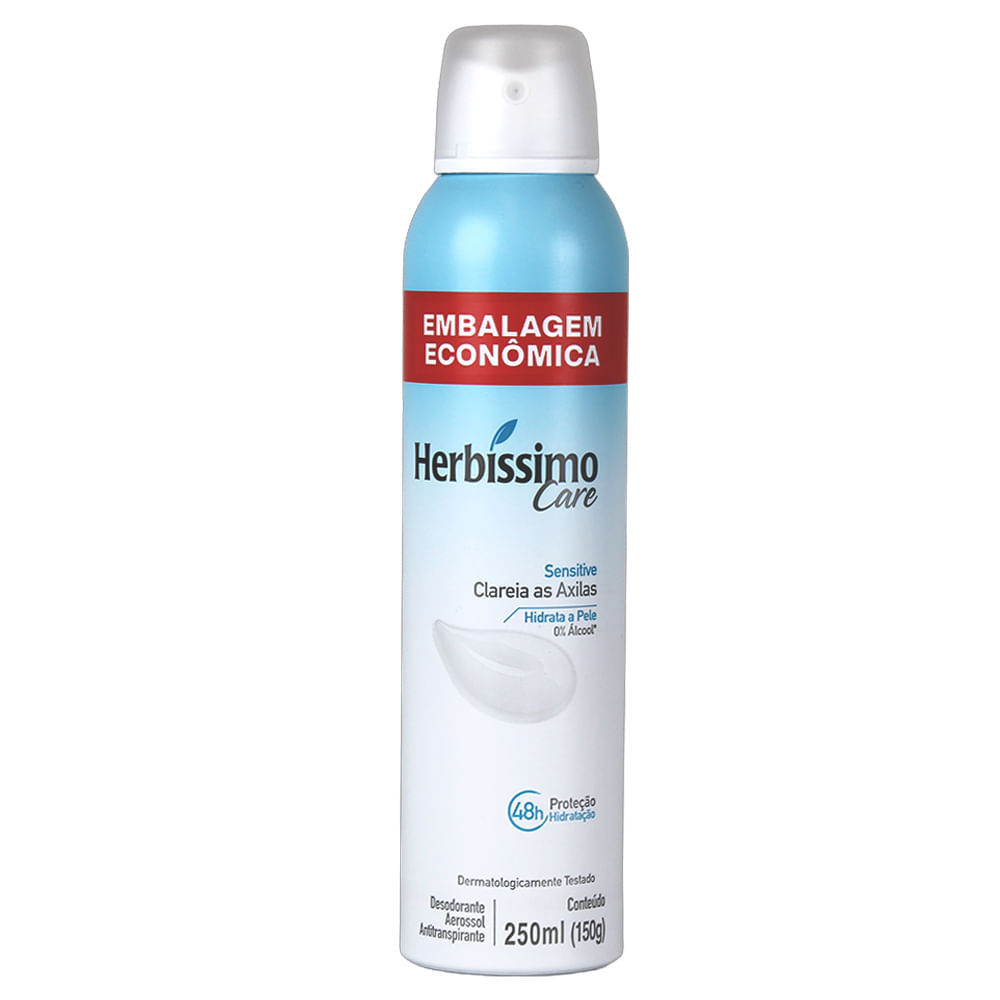 Desodorante Aerossol Antitranspirante Herbíssimo Care Sensitive 250ml em Oferta na Shopee