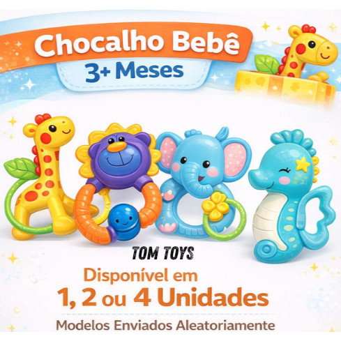 Chocalho Infantil para Bebê brinquedo Sensorial e Educativo Colorido em Oferta na Shopee