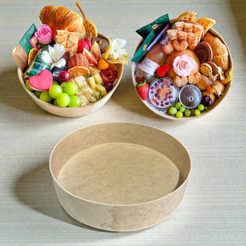 Kit 10un Caixa Redonda 25x10 MDF Cru sem Tampa Cesta pra Frios Flores Presente