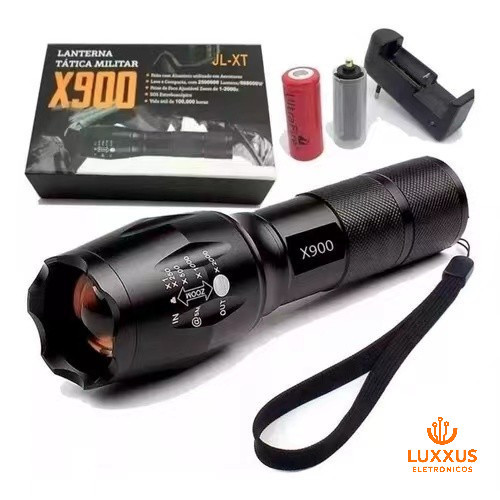 Lanterna Tática Militar X900 Profissional com Zoom Sinalizador Recarregável Luz Camping em Oferta na Shopee