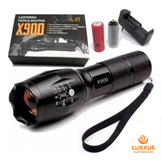 Lanterna Tática Militar X900 Profissional com Zoom Sinalizador Recarregável Luz Camping em Oferta na Shopee
