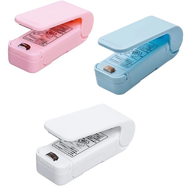 Mini Seladora Portátil Top Útil Sela Embalagem Rápido Prático Multicolorido Universal a Pilha em Oferta na Shopee