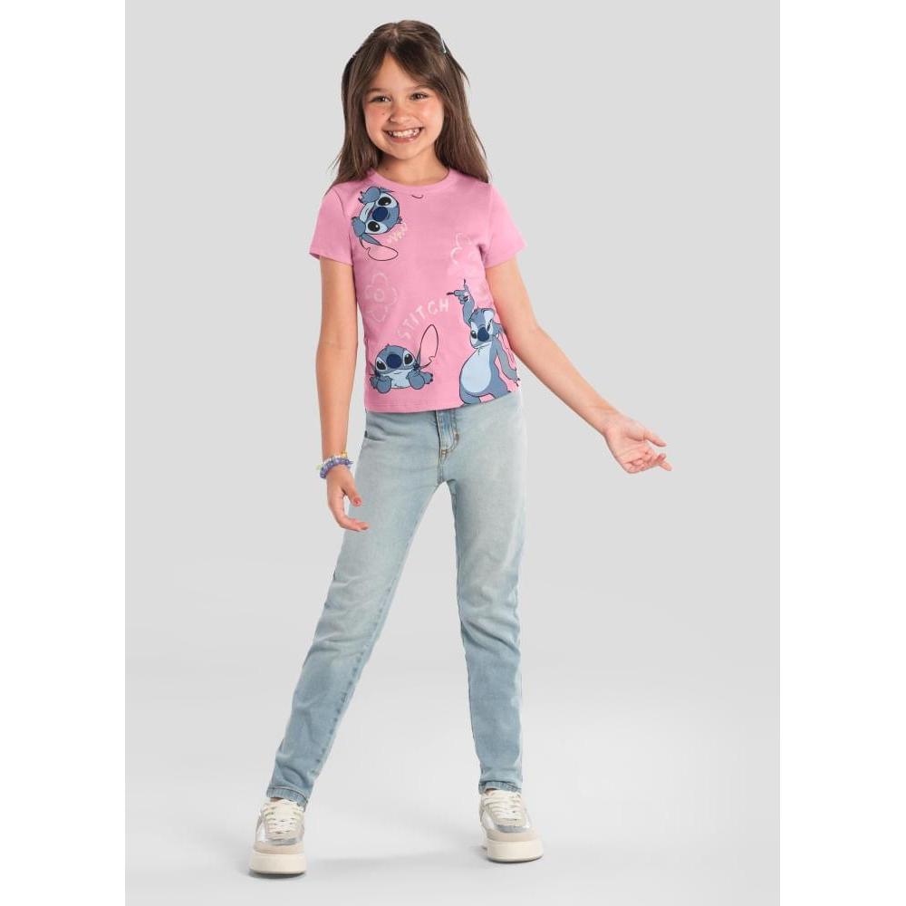 Blusa infantil menina do Stitch com glitter Brandili em Oferta na Shopee