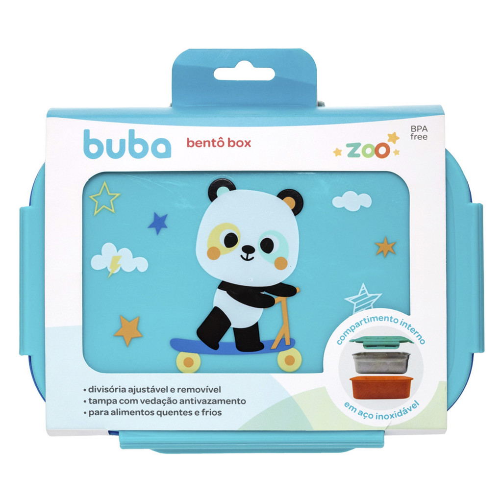 Lancheira Bentô Box com Divisórias Buba Zoo Panda