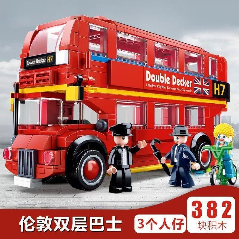 483 peças de blocos de montar Lego, série ônibus urbano, ônibus de dois andares, brinquedo, modelo de plataforma de ônib