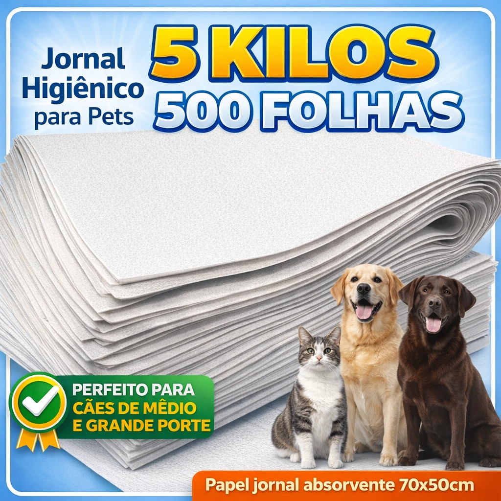 Jornal Pet Limpo 1kg a 10kg Tapete Higiênico 50x70 Super Absorvent Cães Gatos Pássaros Gaiola Grande