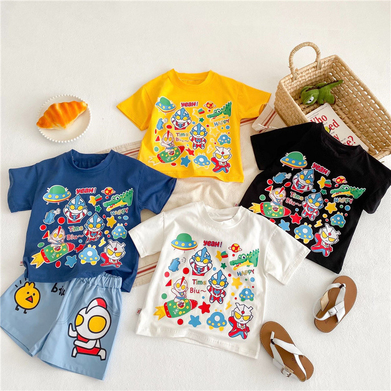 100% algodão meninos meninas crianças roupas crianças de manga curta Superman camiseta verão dos desenhos animados moda 