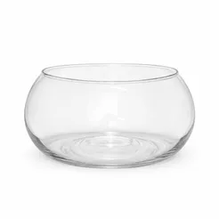 Vaso Vidro Redondo Decorativo Baixo Terrário Ikebana Décor Transparente
