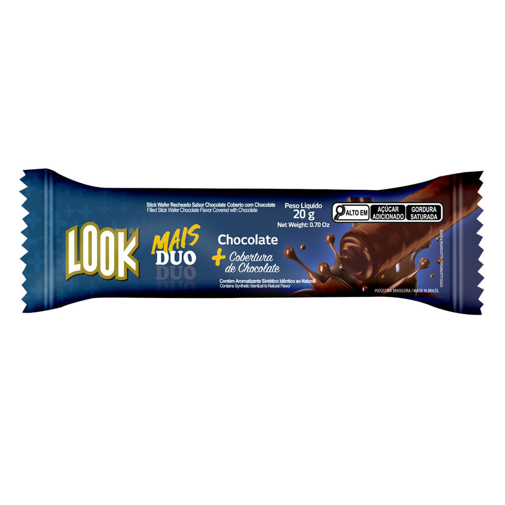 Chocolate Look Mais Duo Chocolate com Cobertura de Chocolate 20g em Oferta na Shopee